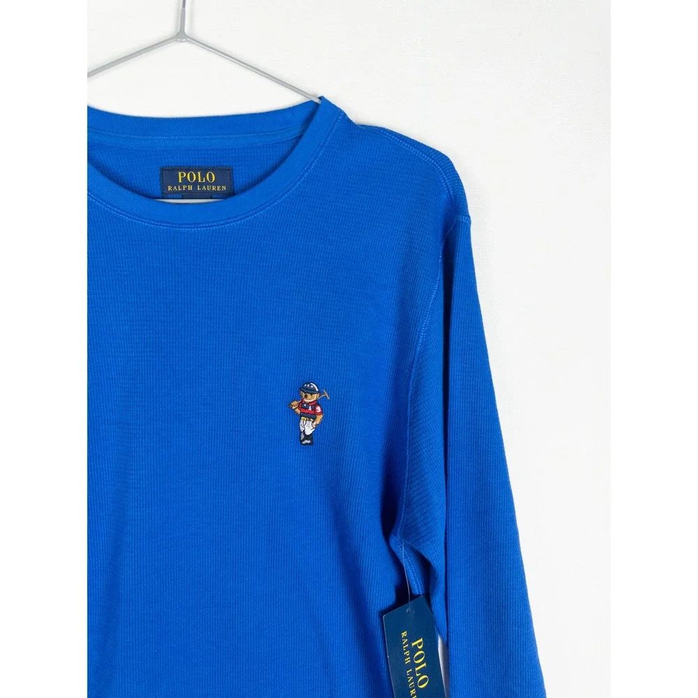 Polo Ralph Lauren Polo Bear Thermal Long Sleeve Shirt Mens M Blue Preppy NWT